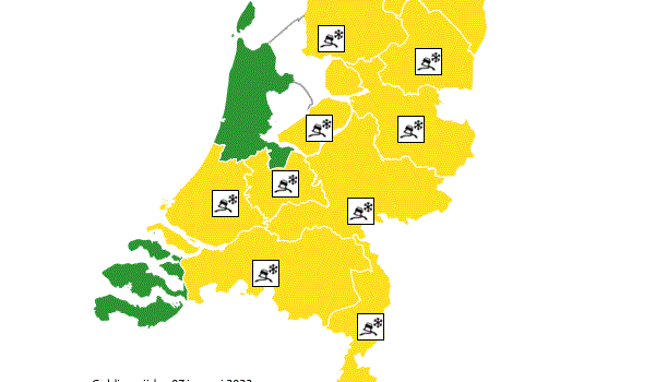 KNMI Waarschuwt Voor Gladheid Door Winterse Buien En Door Bevriezing