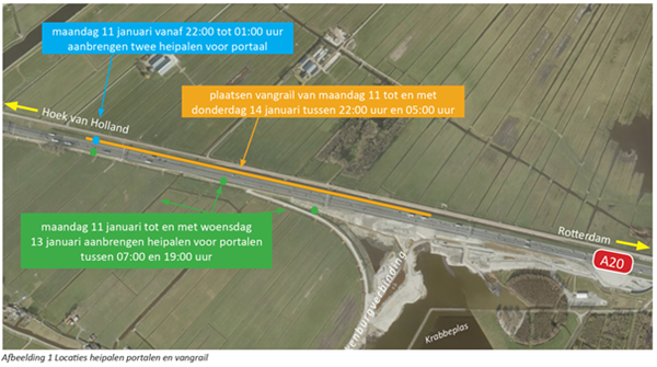 Nachtwerkzaamheden langs A20 in Vlaardingen (11 - 14 januari)